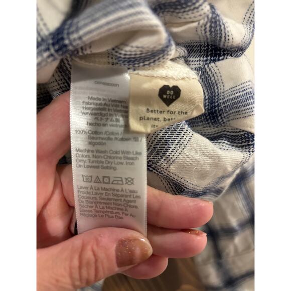 Madewell Cropped Boxy Plaid Flannel XL - Picture 5 of 5